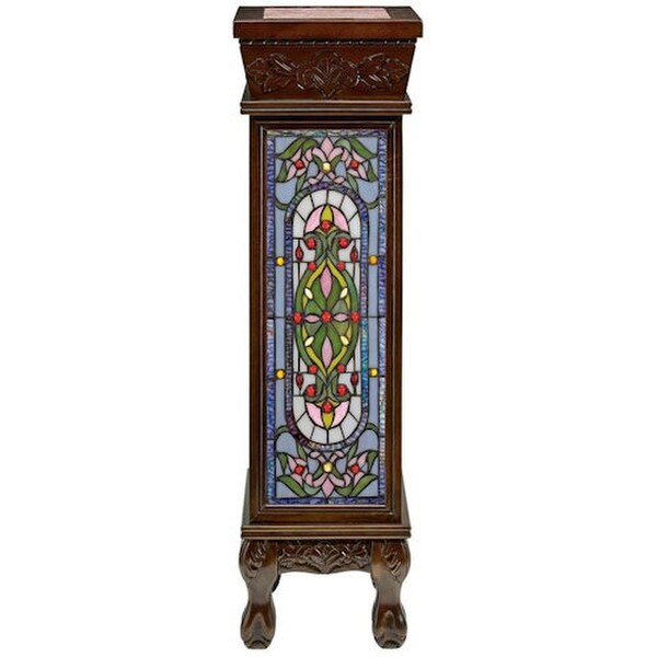Baldwin Beaux Arts Stained Glass Lighted Hand Crafted Pedestal Column